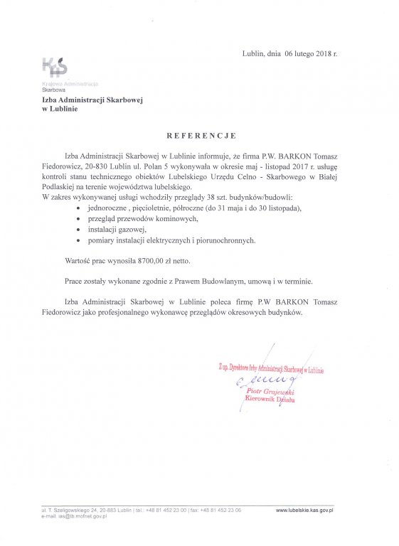Referencje Krajowa Administracja Skarbowa 2017